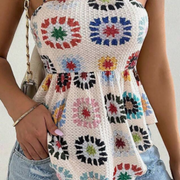 Summer Floral Camisole Top with Ruffle Hem