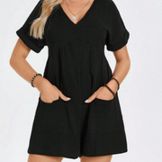 Casual Batwing Sleeve Romper with Pockets