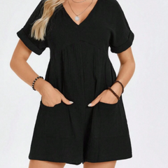 Casual Batwing Sleeve Romper with Pockets
