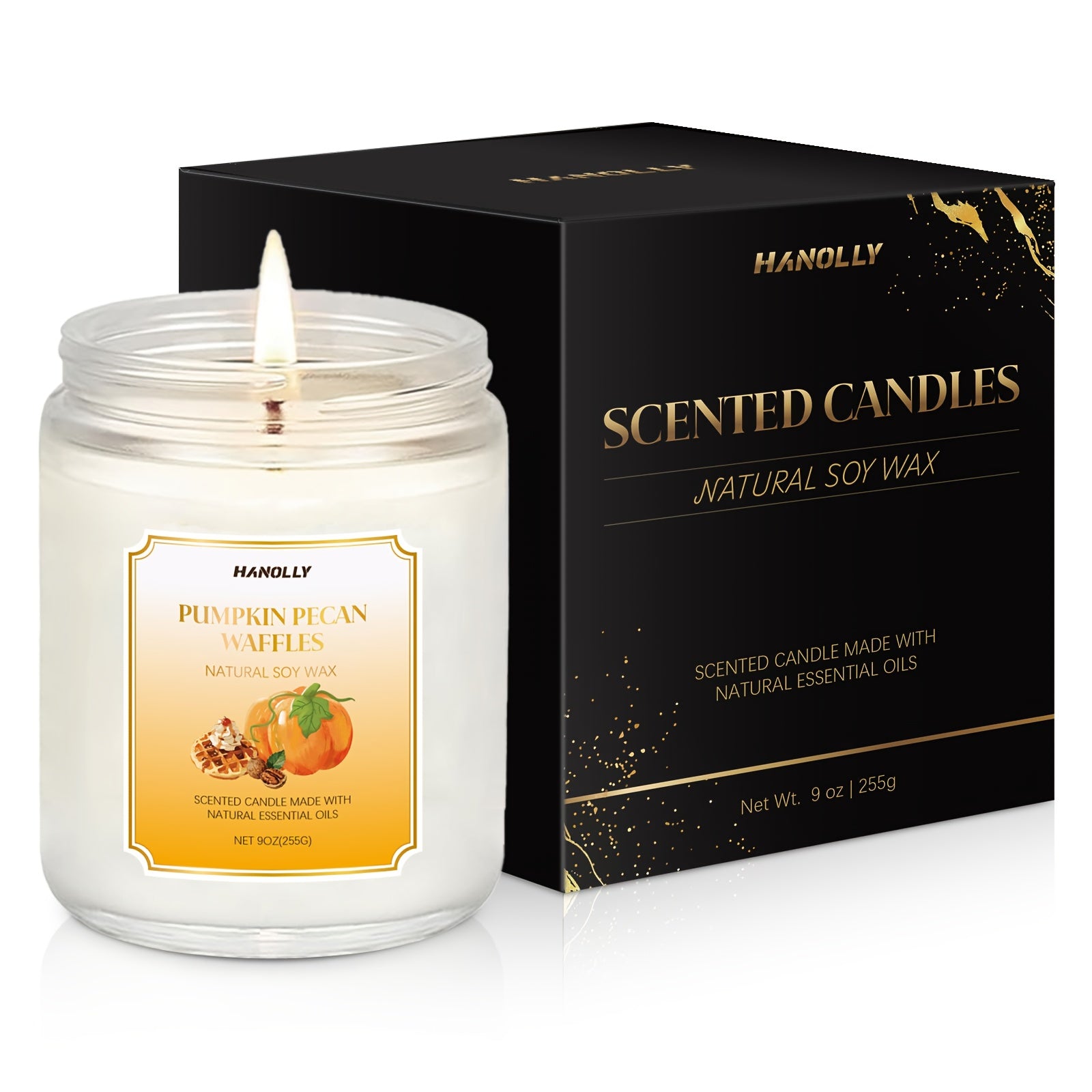 9 oz (250 g) Large Soy Wax Scented Candle – Coconut Vanilla, Eucalyptus Mint, Lavender, Mahogany Teakwood, Pumpkin Pecan Waffles, and More