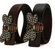 Fashion Leather Belt with Metal Bee Buckle for Women