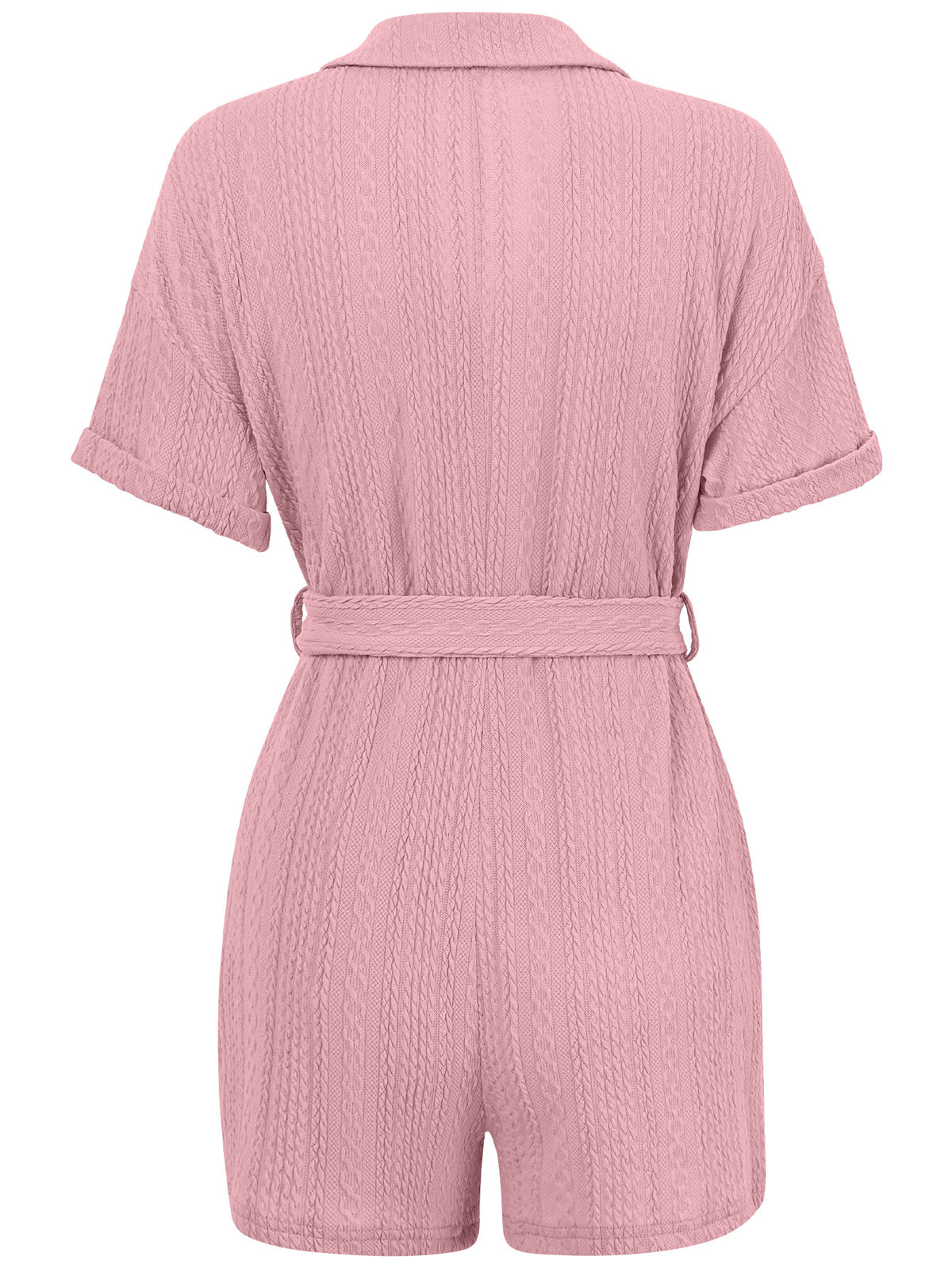 Women's Short-Sleeve Lace-Up Collar Summer Jumpsuit Romper