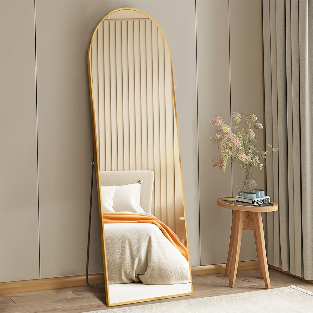 Full-length floor mirror with aluminum frame for bedroom or living room