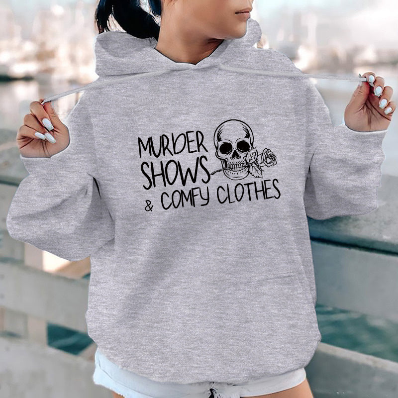 Cozy Fleece Letter Print Casual Hoodie for Women