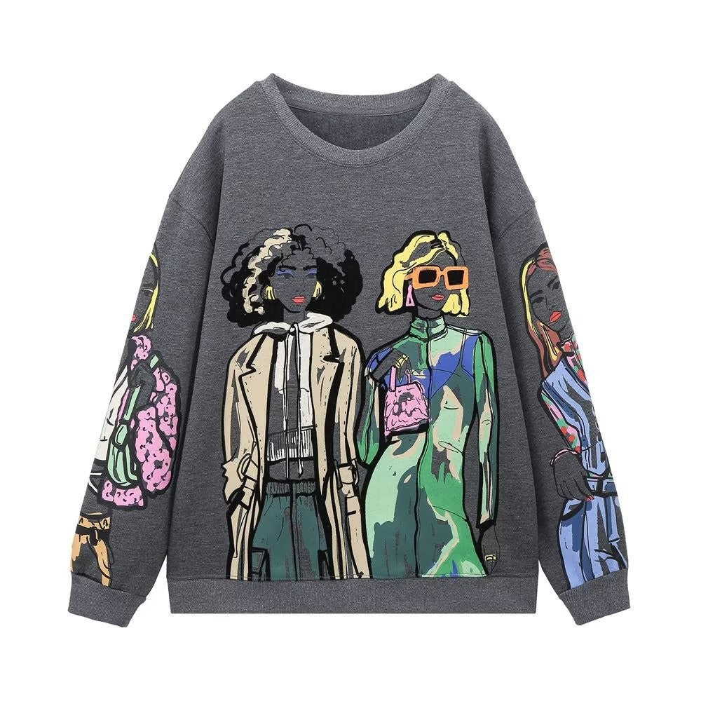Women's 3D Digital Print Casual Long Sleeve Sweater