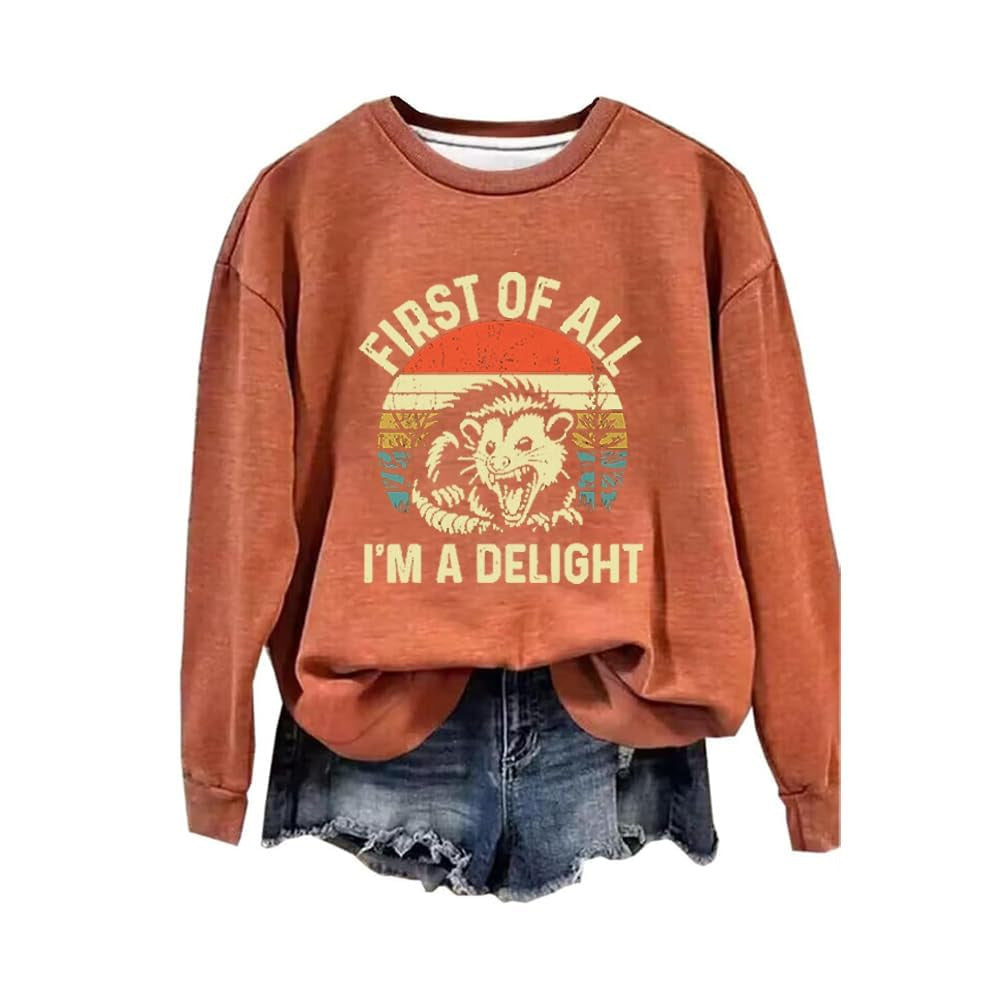 Women's Festive Pumpkin Print Crewneck Sweatshirt