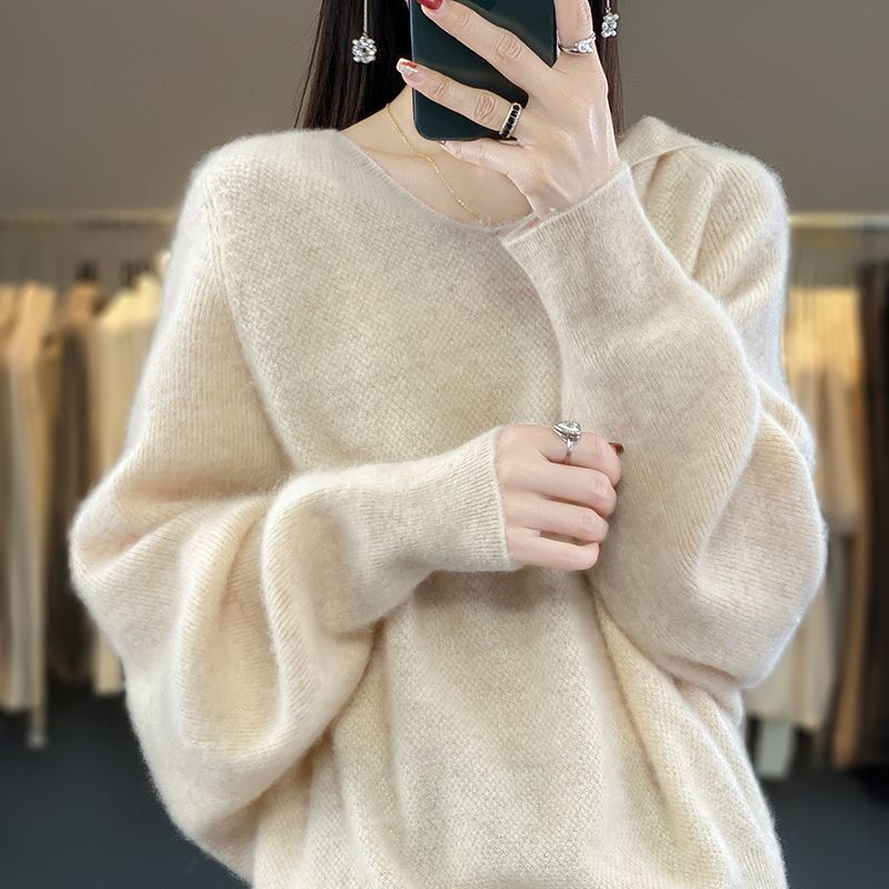 Women's Sweater Loose and Warm All-matching Thickened Bottoming V-neck
