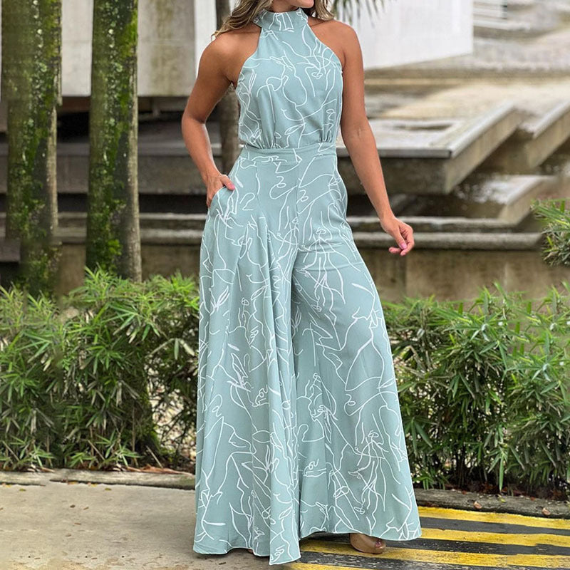 Elegant Halterneck Wide-Leg Jumpsuit