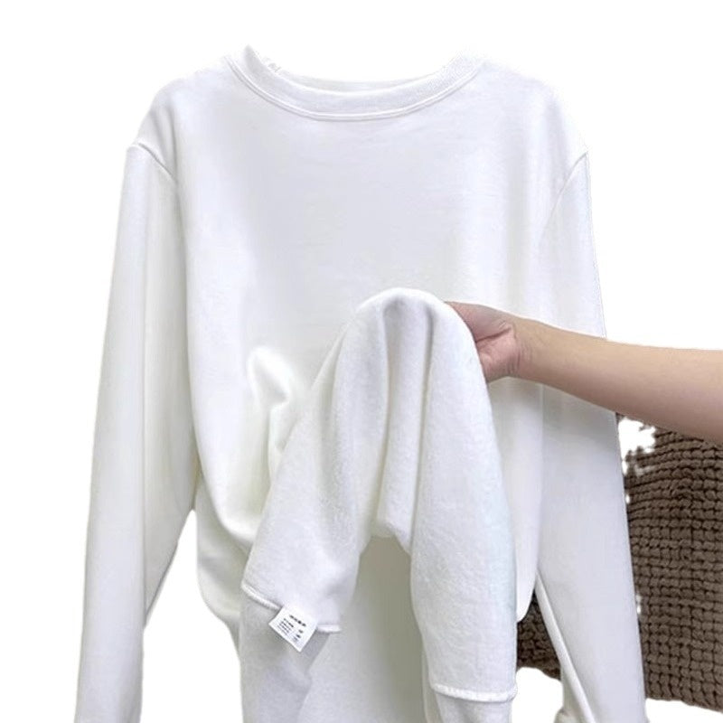 Women's Plus Velvet Loose Mid-Length Thermal T-Shirt