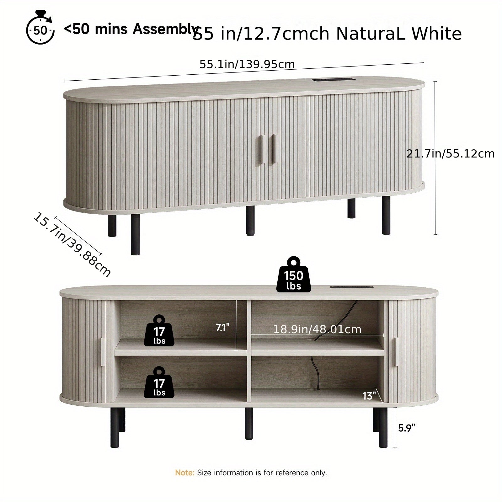 70.8 Inch TV Stand with Storage and Power Outlet