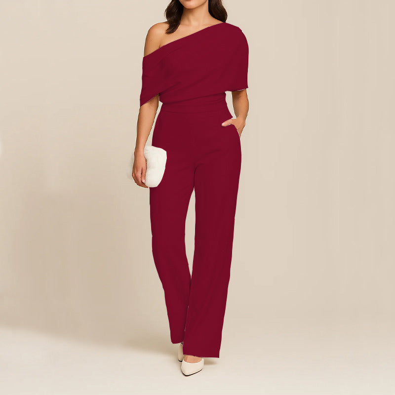 Elegant One-Shoulder Slimming Jumpsuit for Women