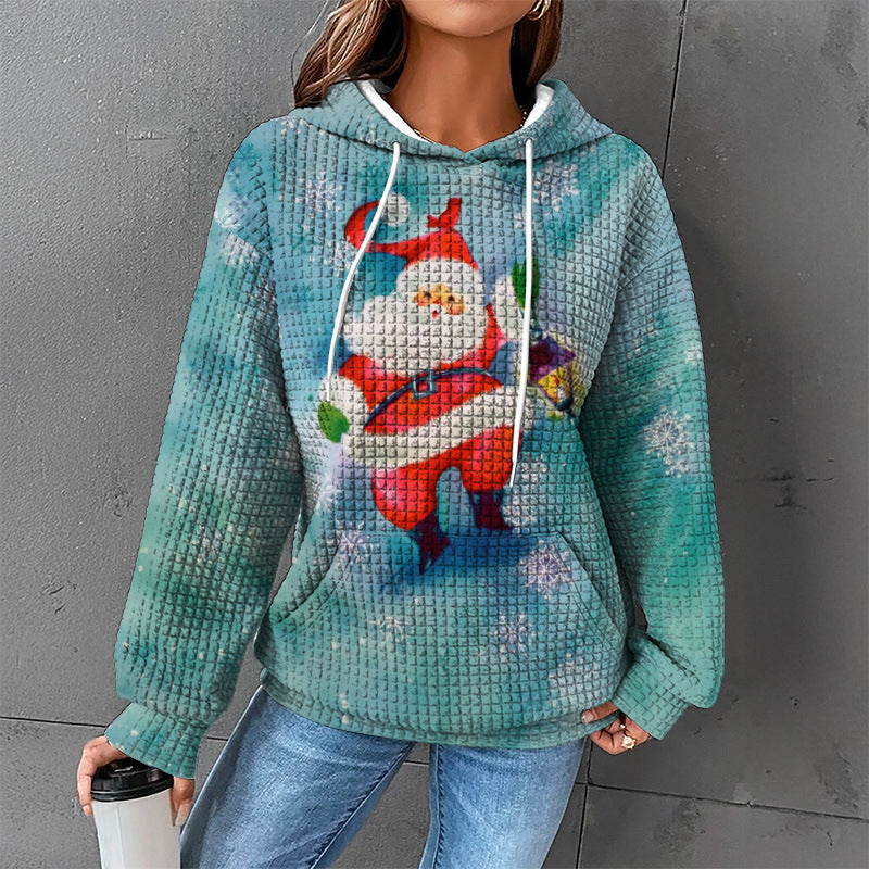 Cozy Waffle Knit Hooded Sweater for Women