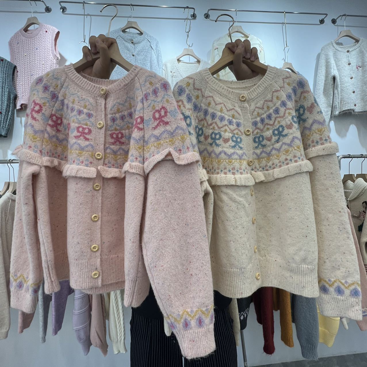 Retro Bow Knit Cardigan Sweaters