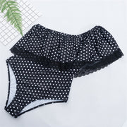 Sexy ruffled shoulder polka dot one-piece triangle swimsuit