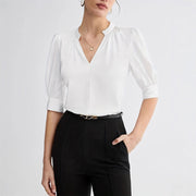Chic V-Neck Half-Sleeve Women's Summer Blouse