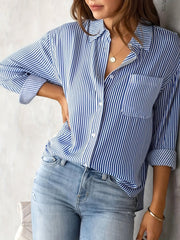 Classic Striped Long Sleeve Casual Shirt with Pockets