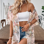 Women's Floral Short Sleeve Casual Summer Jacket
