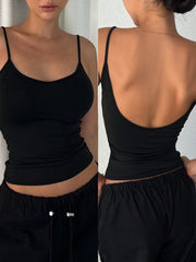 White Backless Camisole Top for Women
