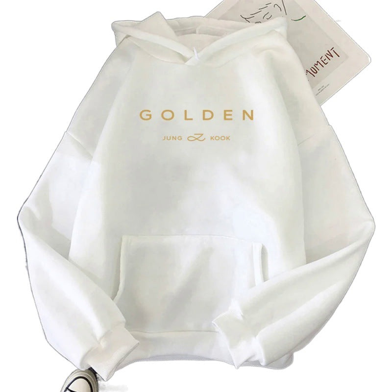 Gold Pattern Printed Leisure Pullover Sweater