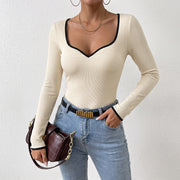 Casual Ribbed Knit Long-Sleeve Jumpsuit