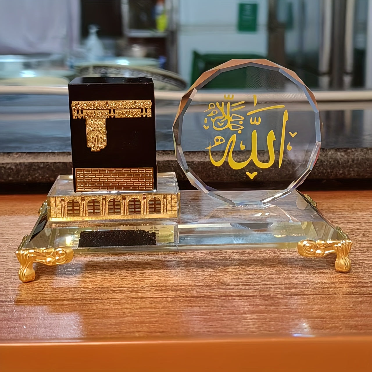 1pc Handmade Glass Art Deco Tabletop Decoration, Crystal Clear, Delicate Craftsmanship, for Ramadan, Eid al-Fitr, Wedding Gift