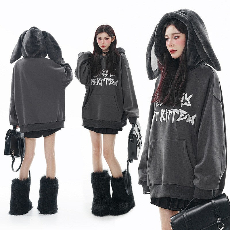Plush Contrast Thermal Hooded Sweatshirt