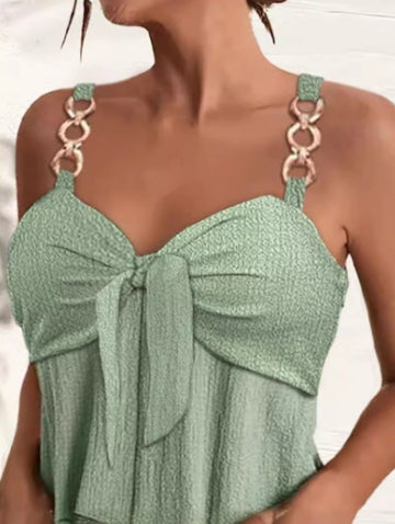 Elegant Metal-Strap Pocket Casual Jumpsuit