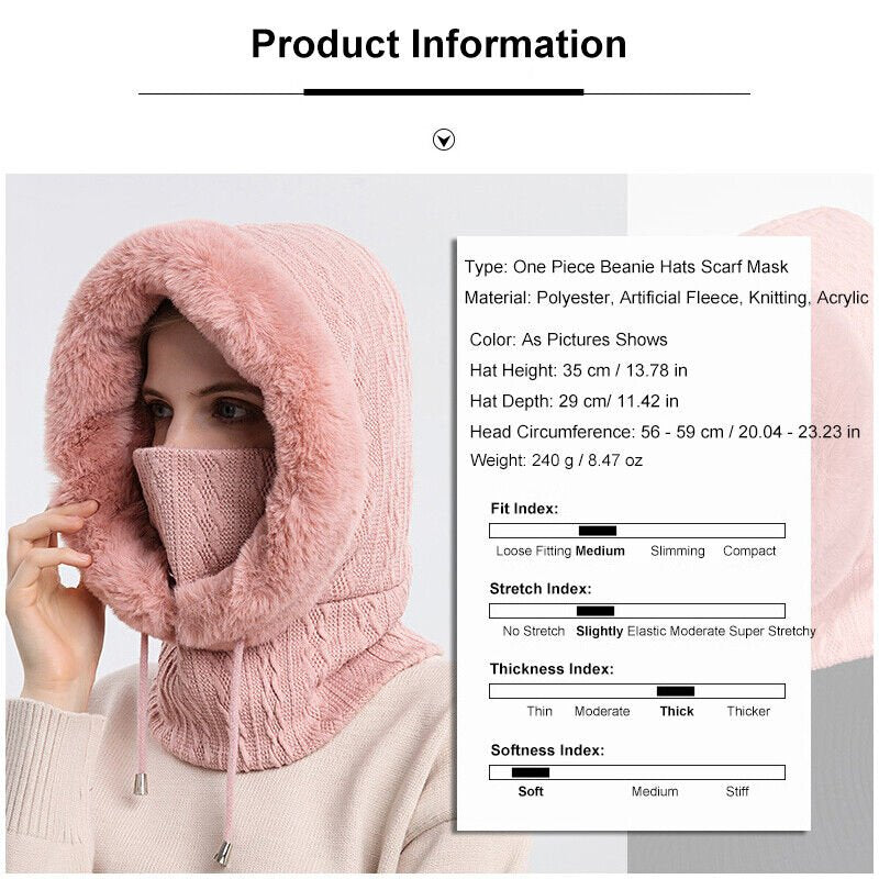 Women's Fleece Beanie Hat & Scarf Set