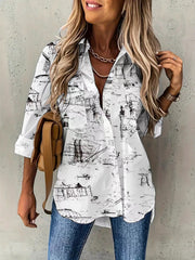 Women's Plus Size Long Sleeve Casual Button-Down Shirt Set