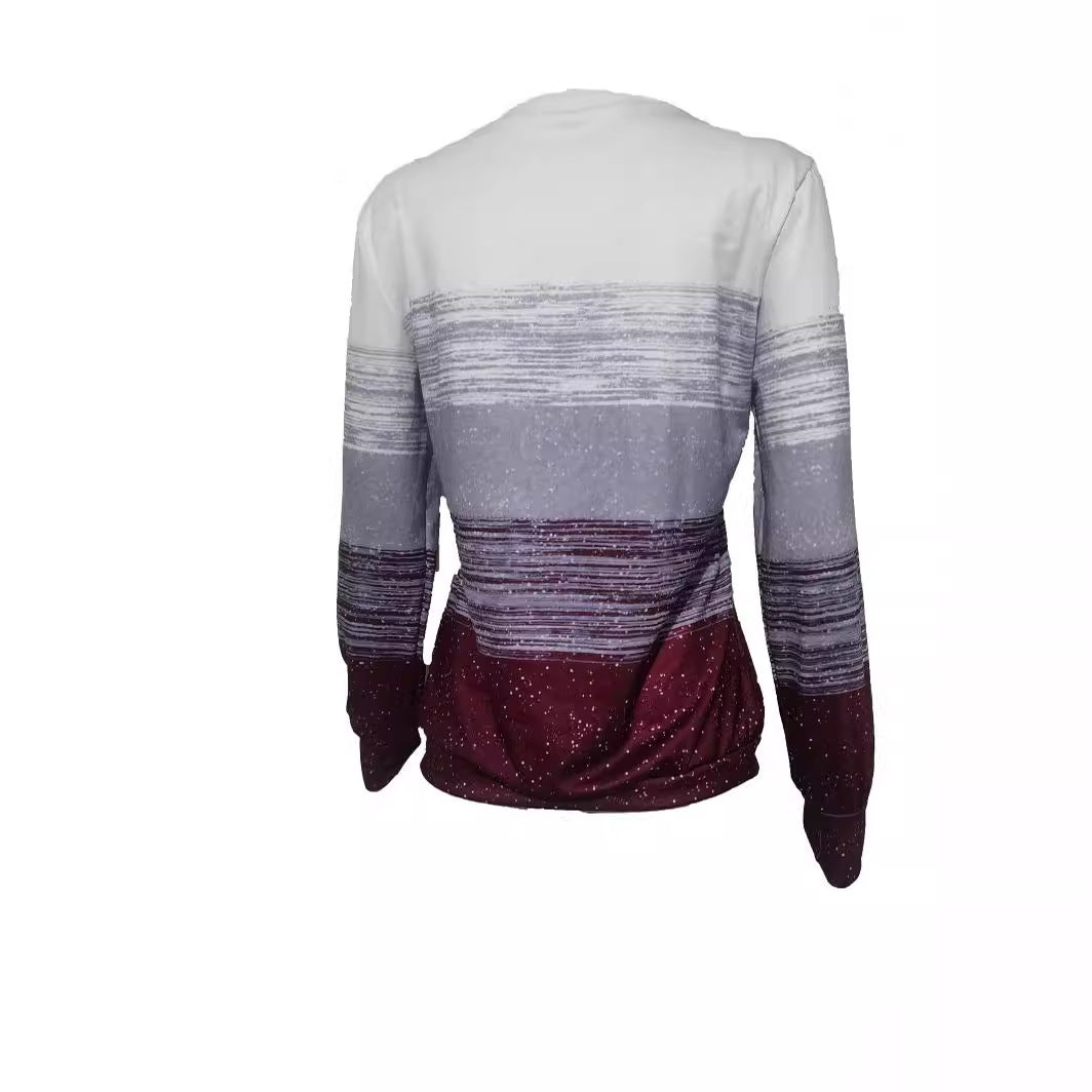 Women's Slim-Fit Striped Long-Sleeve Top