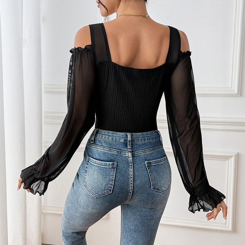 Women's Backless Hollow-Out Long Sleeve Jumpsuit