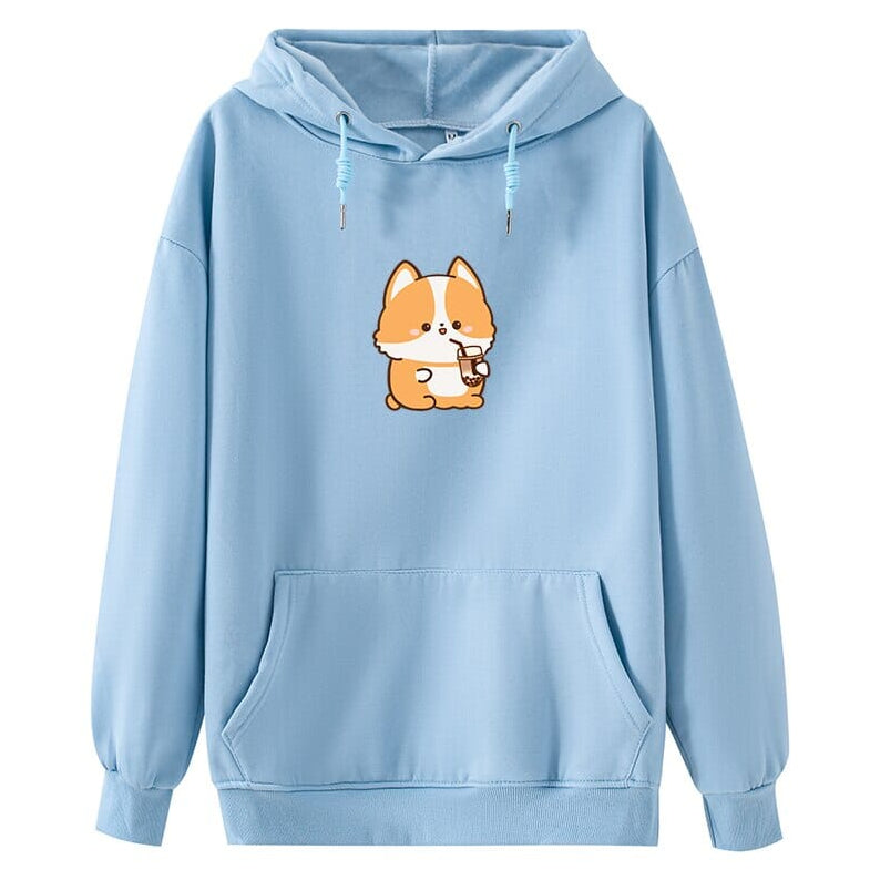Cute Cartoon Print Loose Long-Sleeve Hoodie