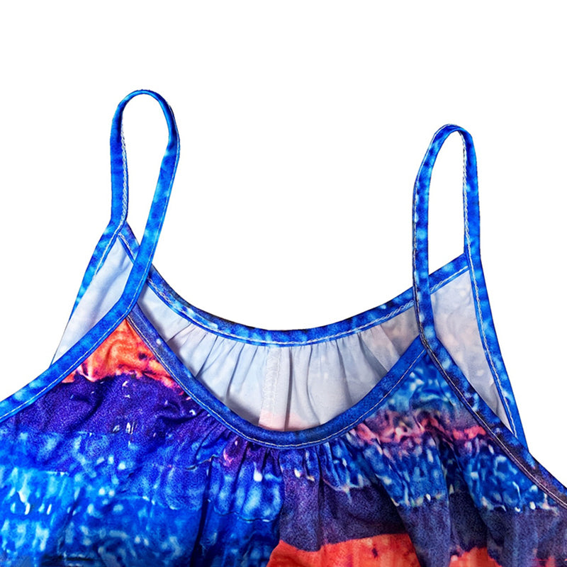 Women's Summer Casual Print Sleeveless Romper with Pockets