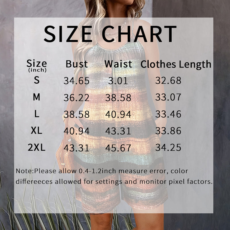 Women's Summer Casual Print Sleeveless Romper with Pockets