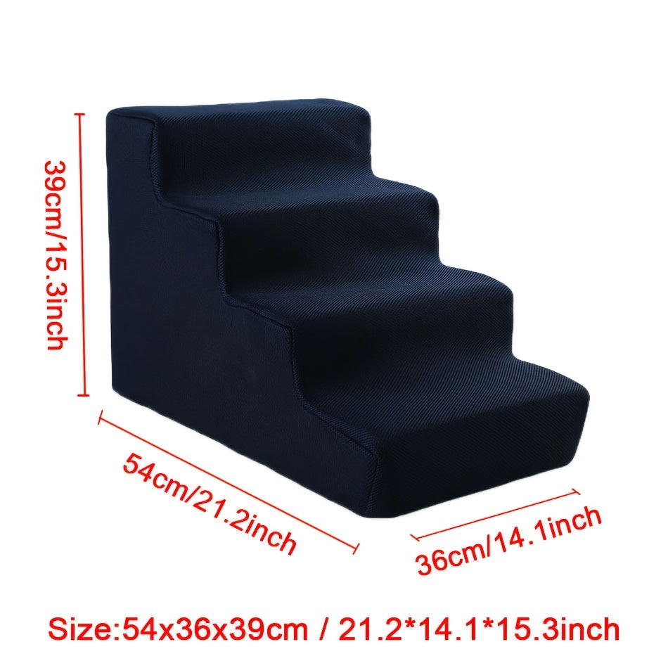 Durable  Comfortable 4-step Pet Stairs  Non-slip Sponge Material  Ergonomic Dog Ladder For Sofa & Bed  Safe For Senior Pets  Indoor/outdoor Use  Modern Pet Furniture  Sturdy Construction