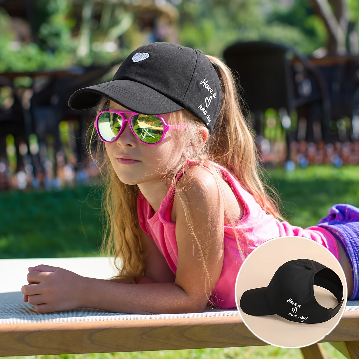 Kids Adjustable Heart Embroidery Baseball Cap for Boys and Girls