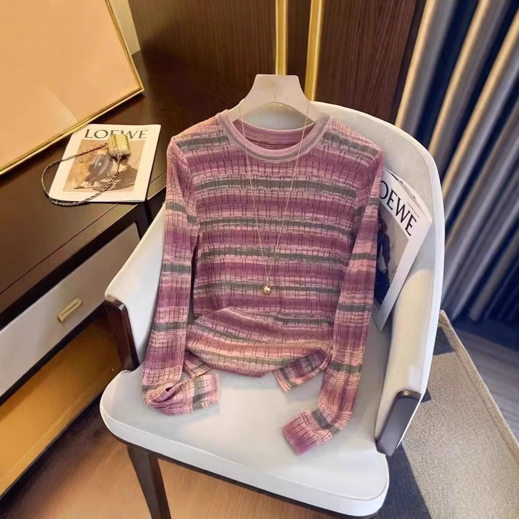 Gentle Graceful and Fashionable Dopamine Striped Sweater