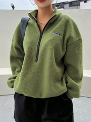 Cozy Patched Fleece Sweatshirt for Women