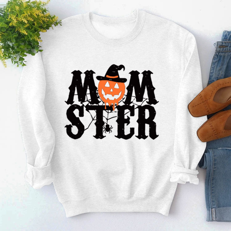 MOM STER Cute Graphic Long Sleeve Pullover Sweatshirt
