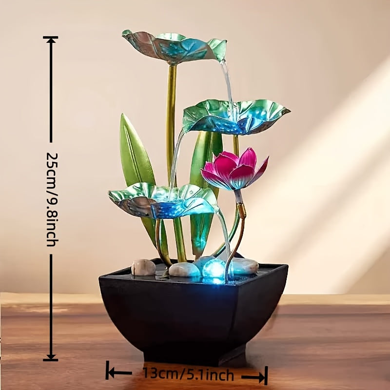 USB-powered indoor meditation zen waterfall fountain with LED lights