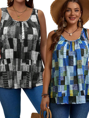 Summer Geometric Print Plus Size Tank Tops 2 Pack