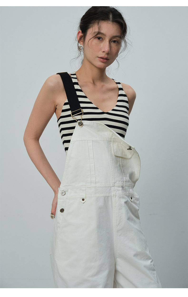 New Style Workwear Suspender Denim Jumpsuit For Women