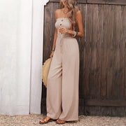 Solid-color Sleeveless Ruched Tube Jumpsuit Casual, Everyday One-piece For Cross-border Fashion In Europe And The US