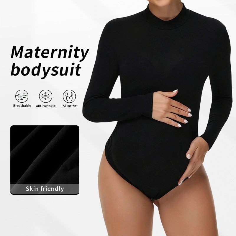 Sleek Long-Sleeve Mid-Neck Bodysuit