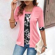 Pink Printed Short‑Sleeve Top – Loose Fit, Trendy & Elegant