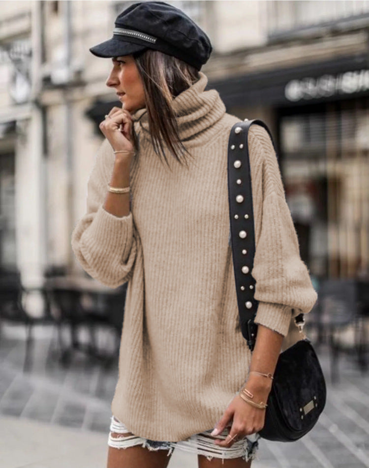 European and American Pullover Mid-length Women's Sweater Dress