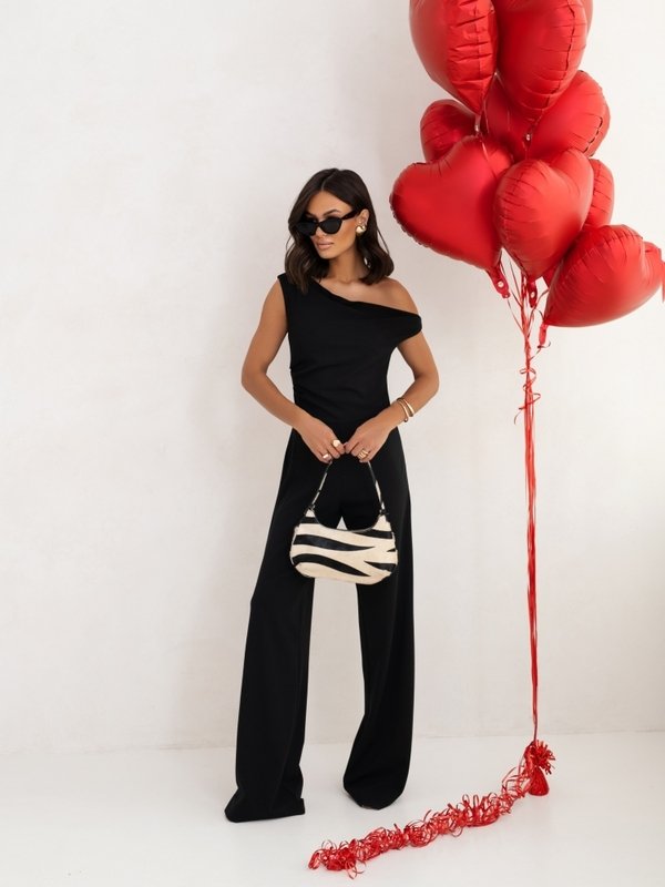 Elegant Straight Long Pants Jumpsuit For Women, Falling Straps Zipper Closure