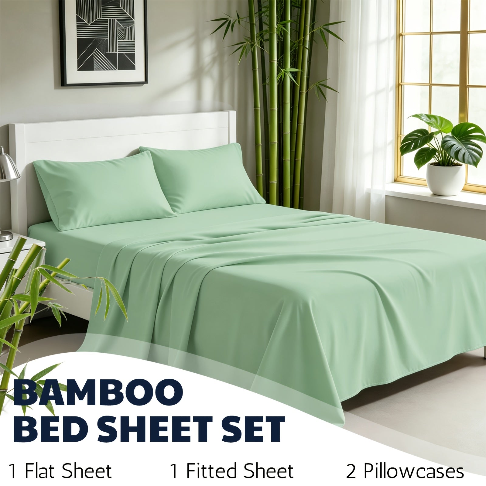 Cooling Bamboo Fiber Sheet Set – 16‑Inch Extra‑Deep Pocket, Twin to King Sizes
