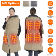 Heated Poncho Shawl with 6 Zones, 3 Levels, and Zipper Arm Holes