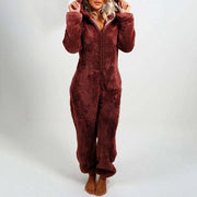 Cozy Fleece-Lined Jumpsuit with Hooded Cat Ears